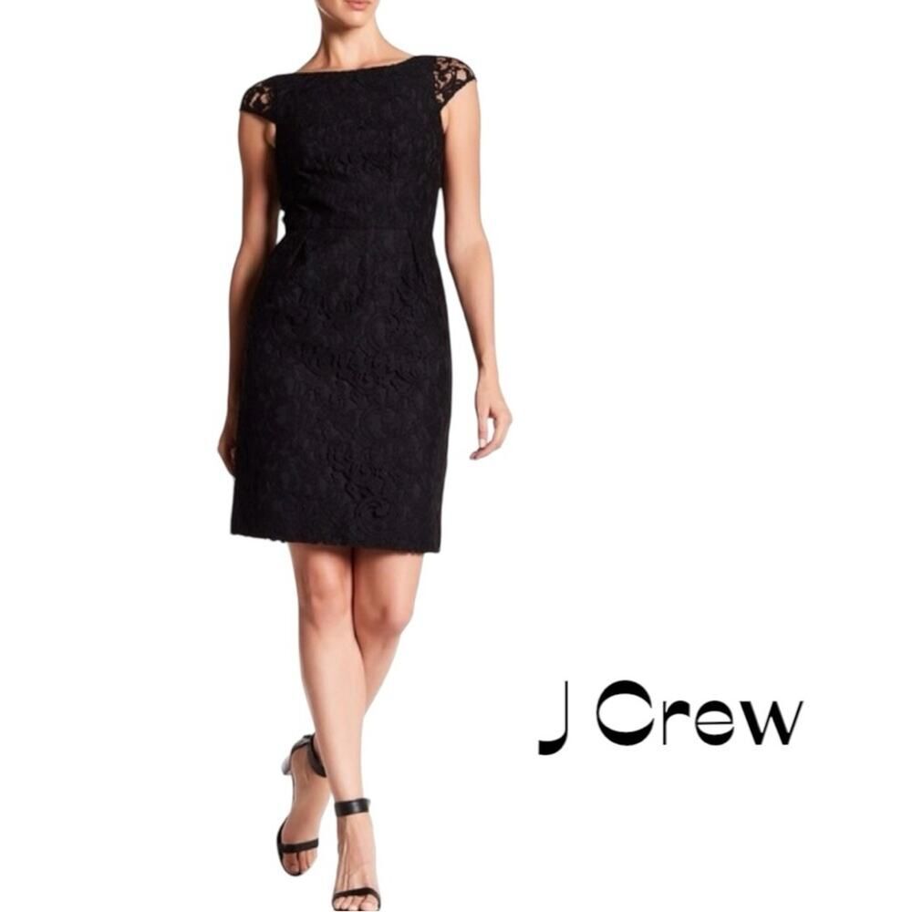 J Crew Sheer Black Lace Sheath Dress NWT Size 6 Event Party Feminine